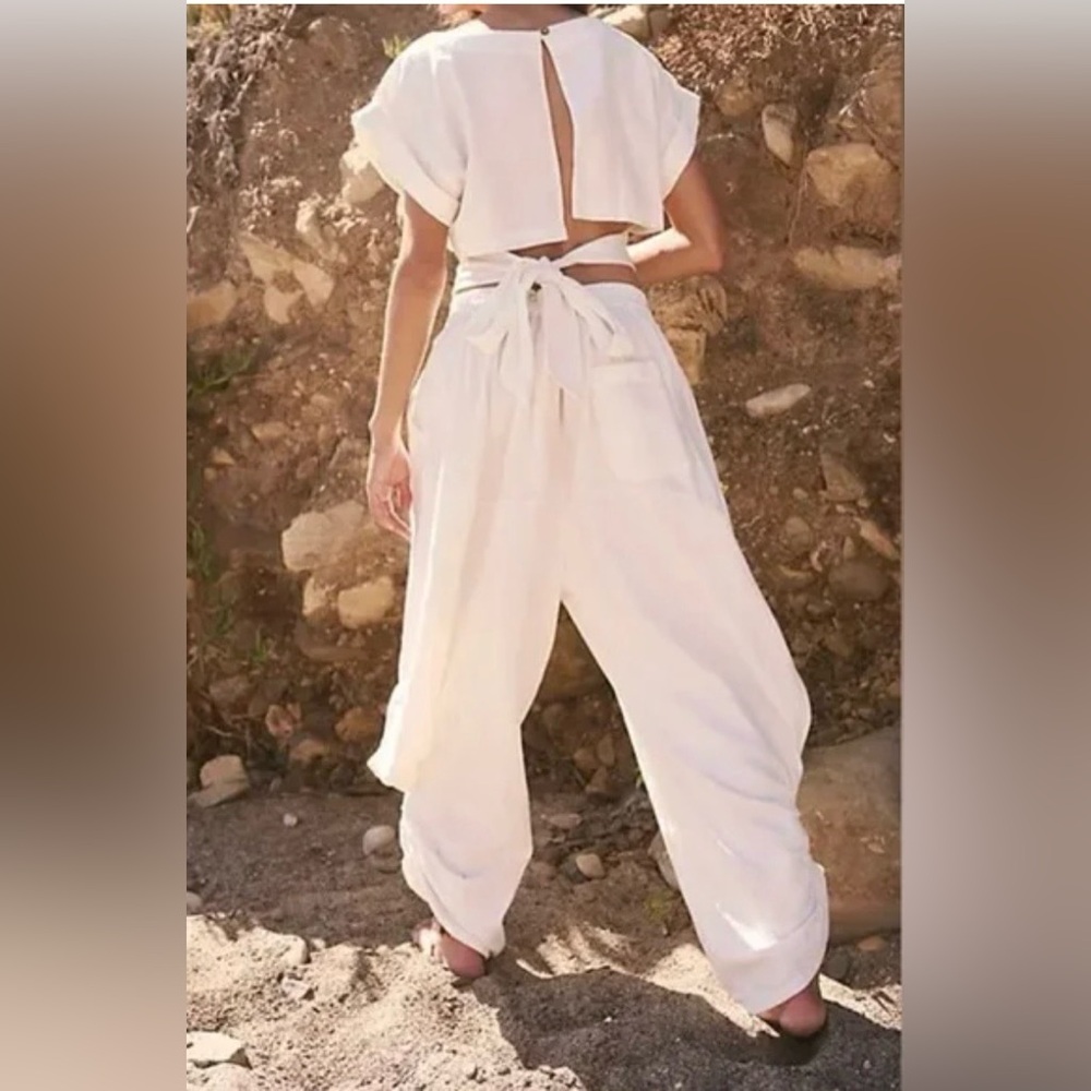 Free People White  Effortless bohemian two-piece set - Harem  Pants - Picture 3 of 8